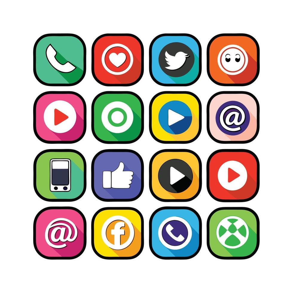 Social Media Icon Set Collection for websites and mobile applications. vector