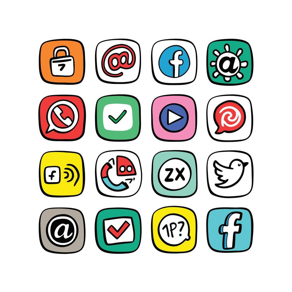 Social Media Icon Set Collection for websites and mobile applications. vector