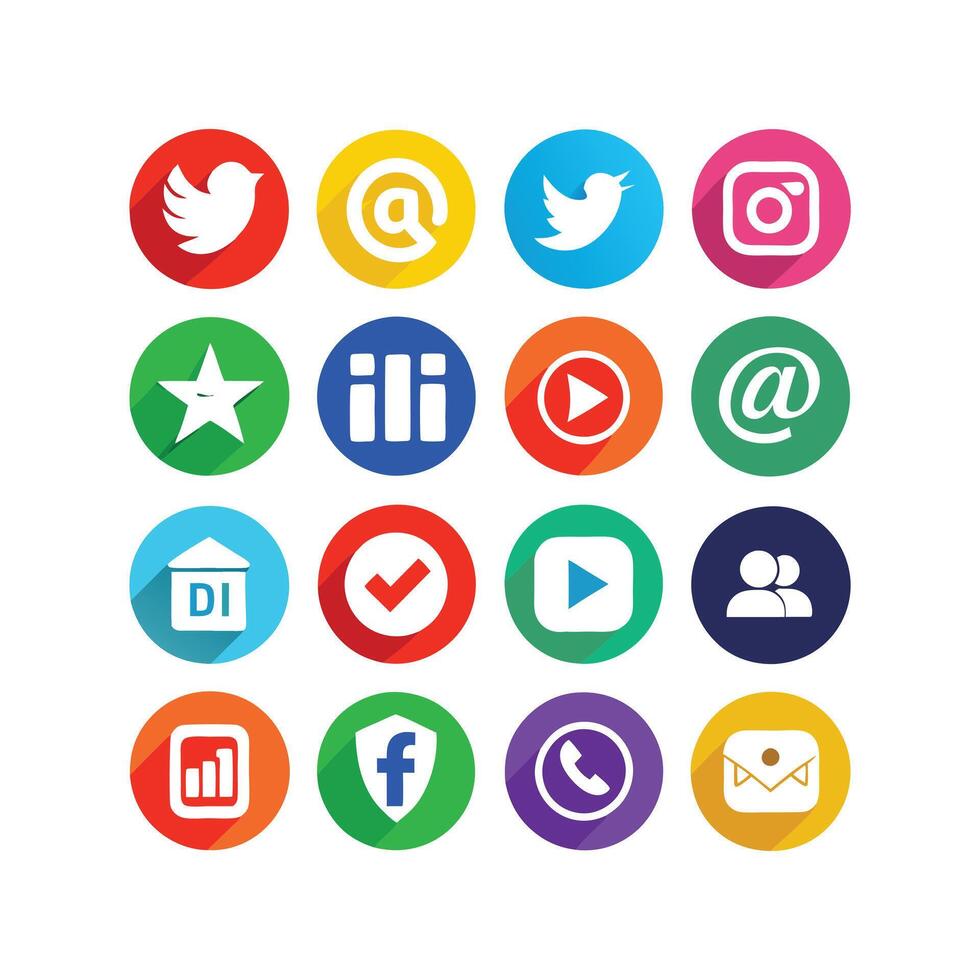 Social Media Icon Set Collection for websites and mobile applications. vector