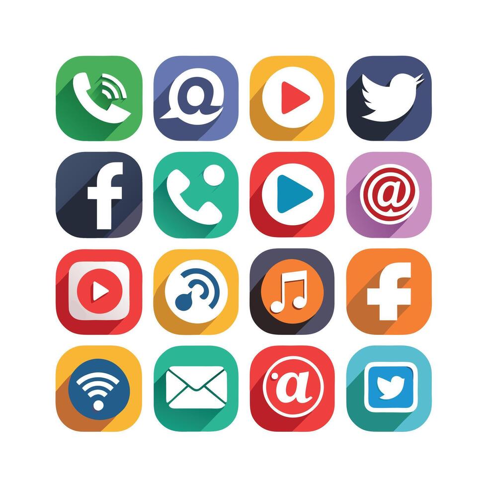 Social Media Icon Set Collection for websites and mobile applications. vector