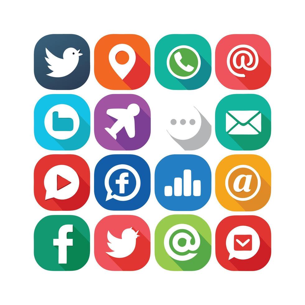 Social Media Icon Set Collection for websites and mobile applications. vector
