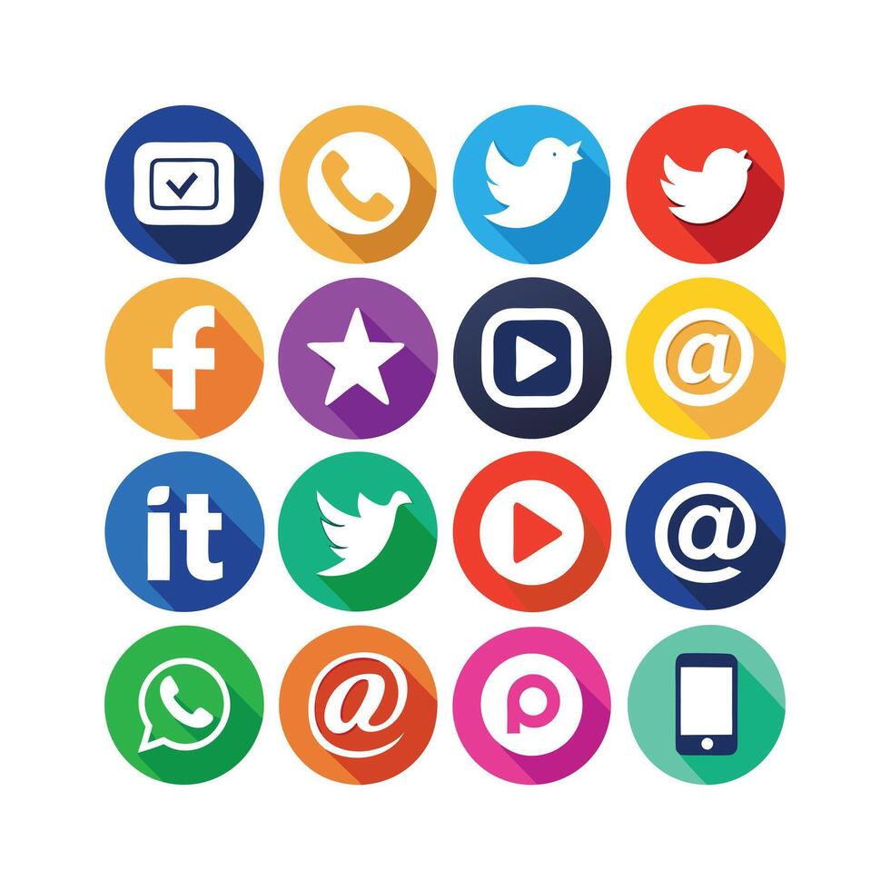Social Media Icon Set Collection for websites and mobile applications. vector