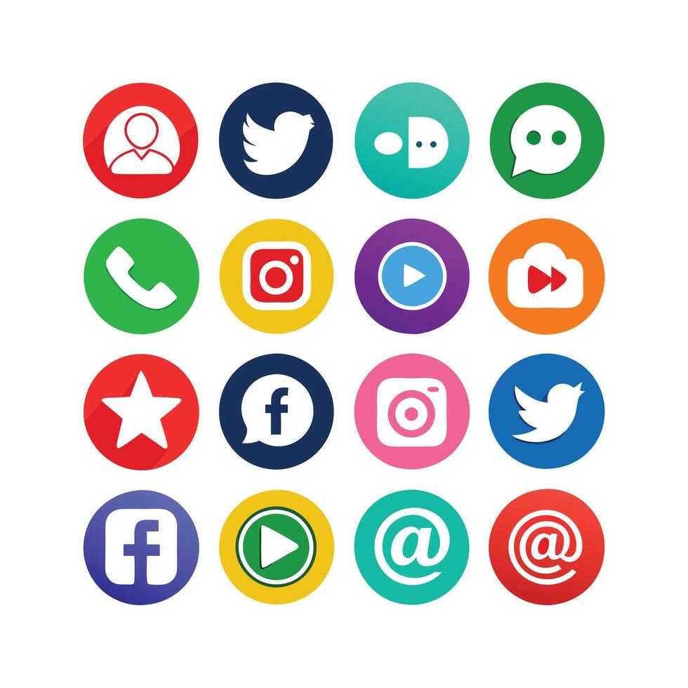 Social Media Icon Set Collection for websites and mobile applications. vector