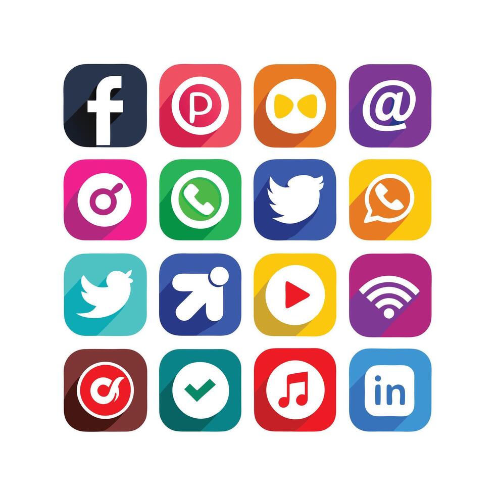 Social Media Icon Set Collection for websites and mobile applications. vector