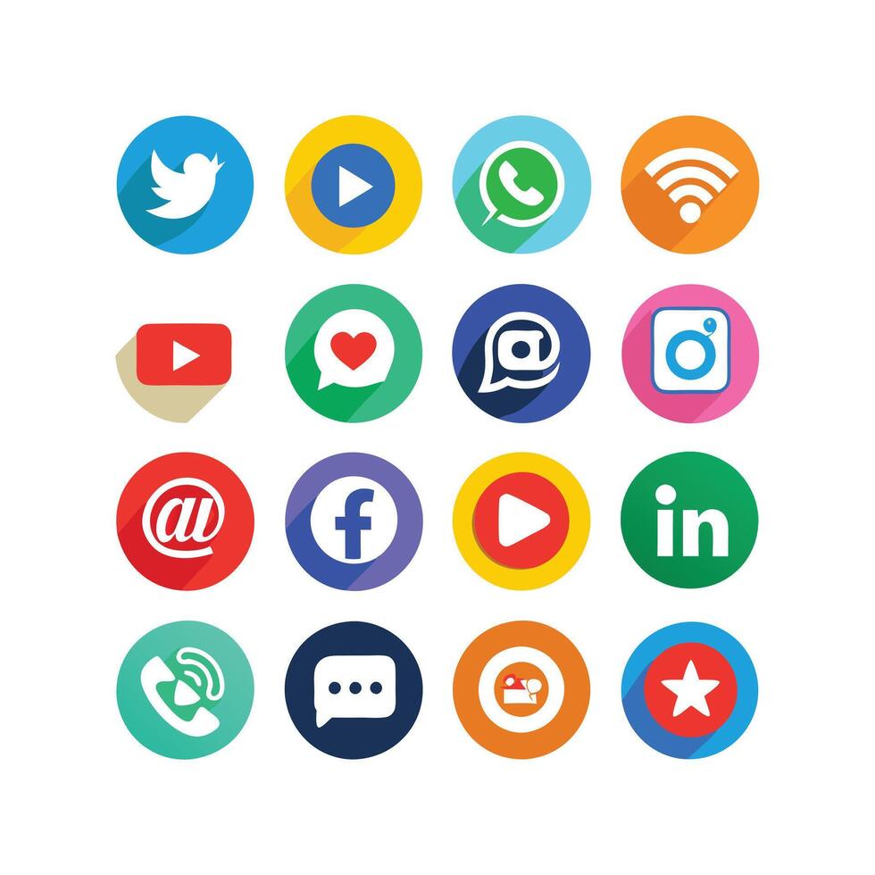 Social Media Icon Set Collection for websites and mobile applications. vector