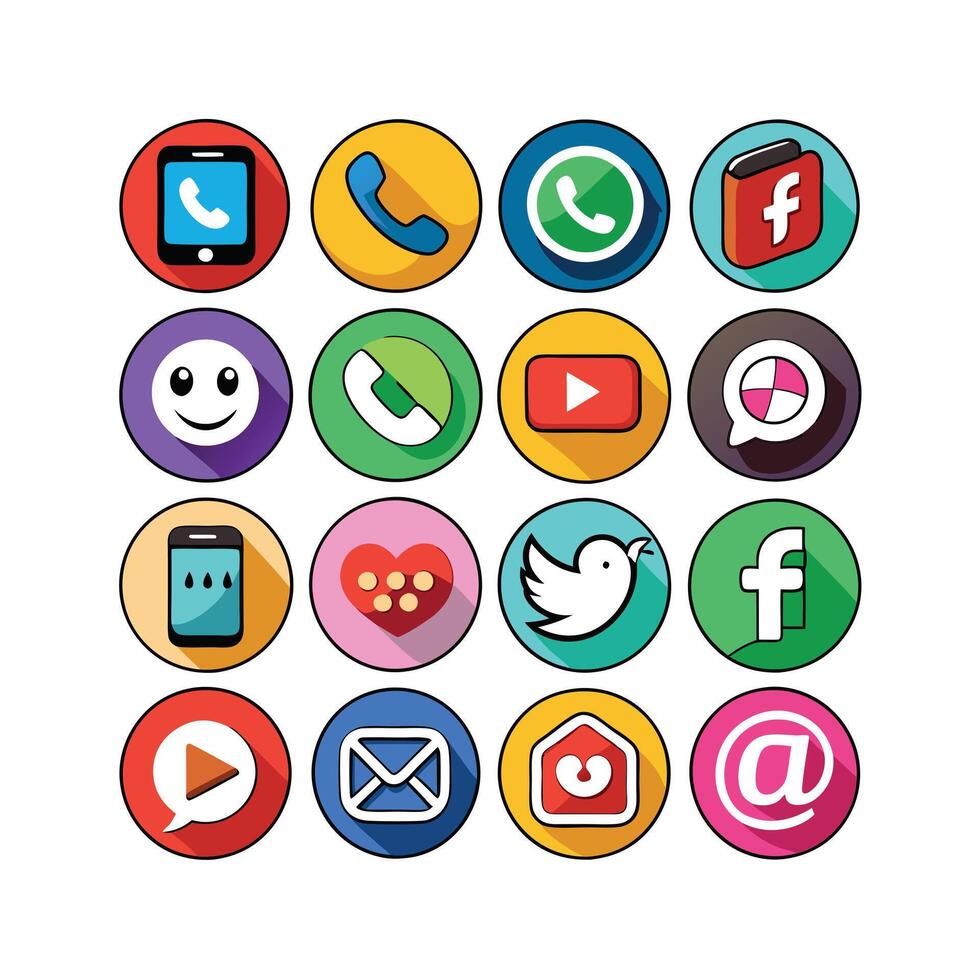 Social Media Icon Set Collection for websites and mobile applications. vector
