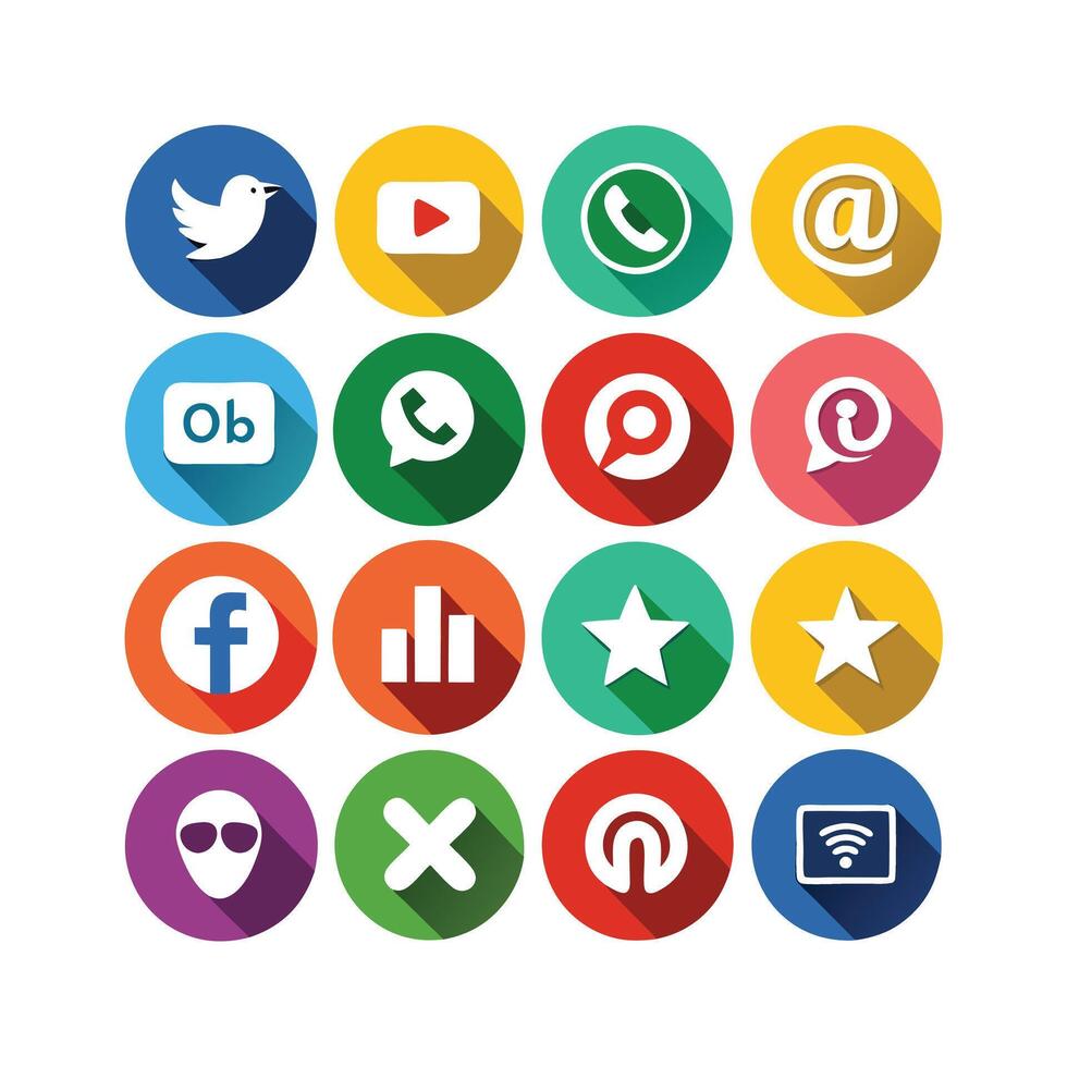 Social Media Icon Set Collection for websites and mobile applications. vector