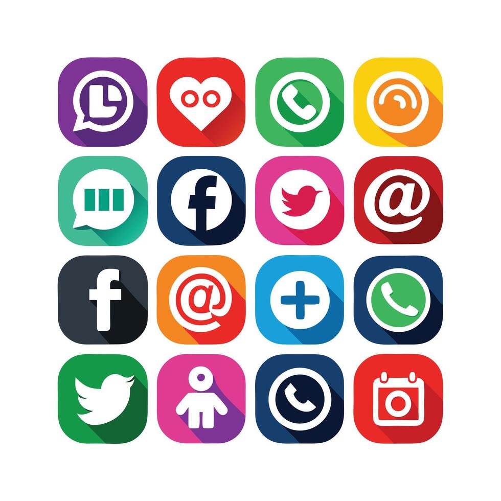 Social Media Icon Set Collection for websites and mobile applications. vector