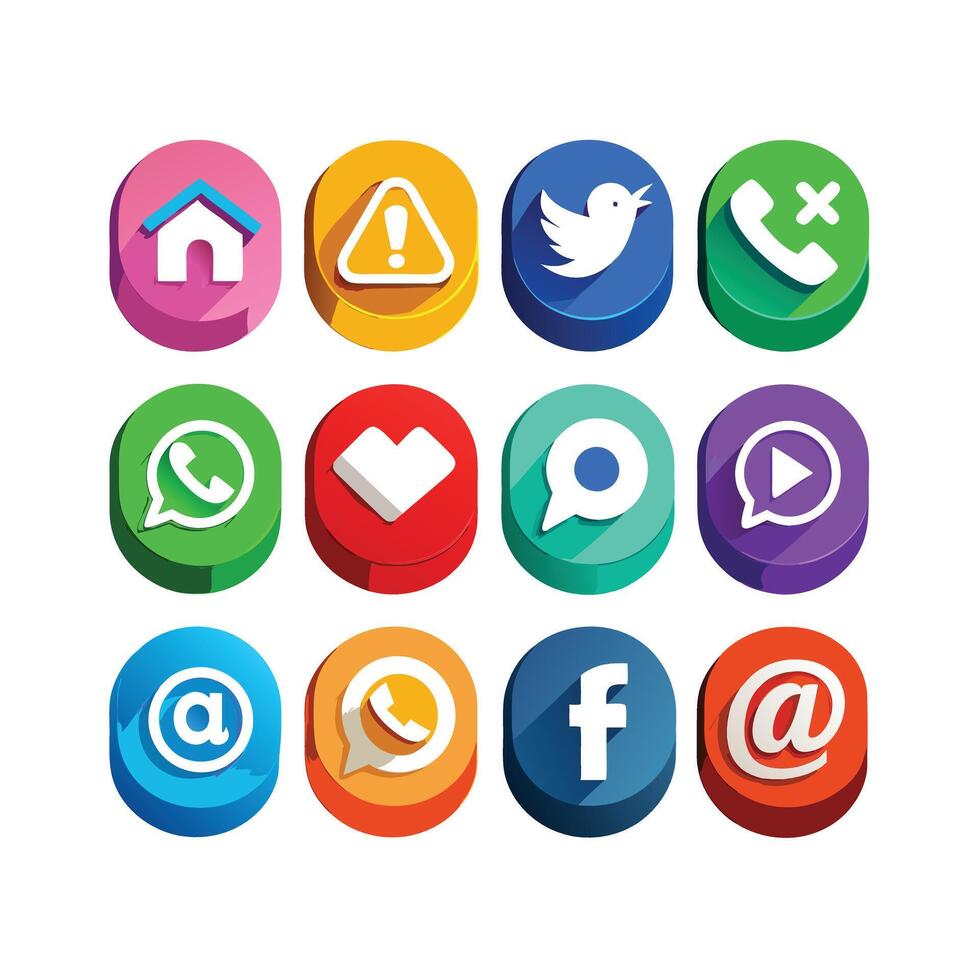 Social Media Icon Set Collection for websites and mobile applications. vector