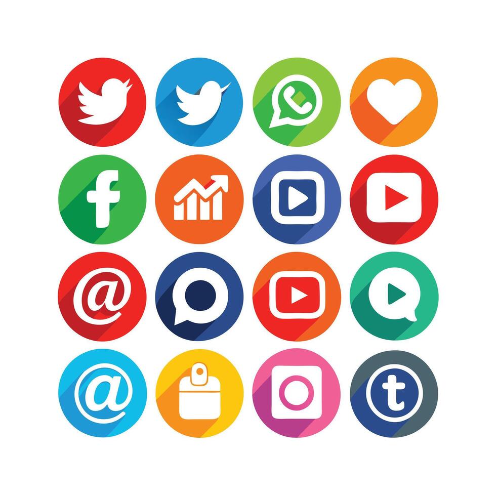 Social Media Icon Set Collection for websites and mobile applications. vector