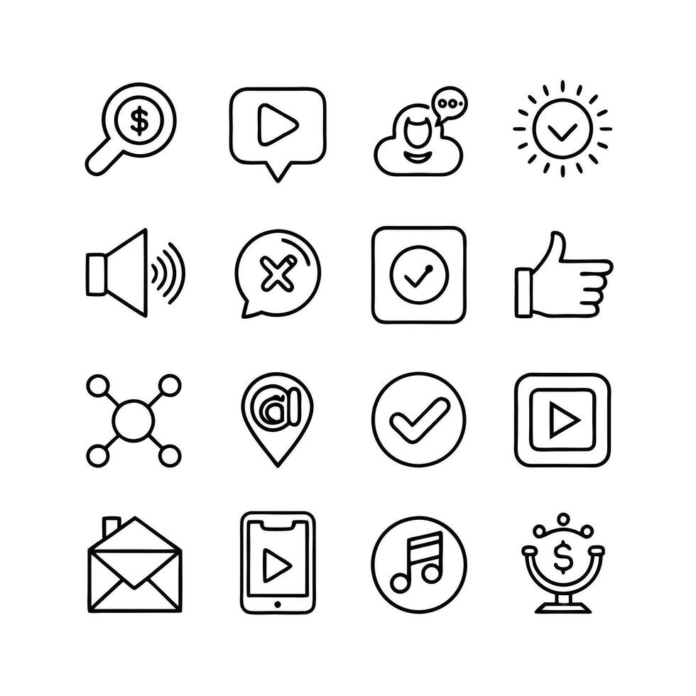 Social Media Icon Set Collection for websites and mobile applications. vector