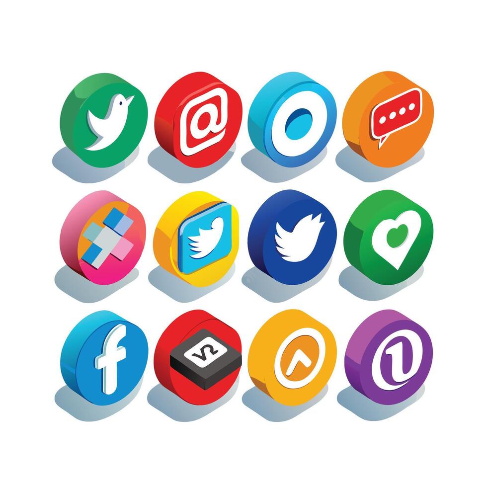Social Media Icon Set Collection for websites and mobile applications. vector