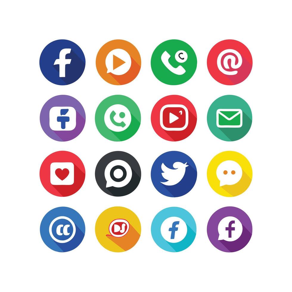 Social Media Icon Set Collection for websites and mobile applications. vector