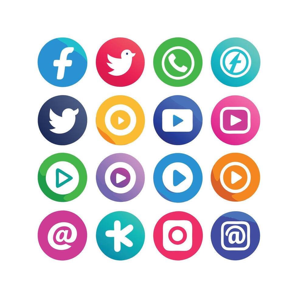 Social Media Icon Set Collection for websites and mobile applications. vector