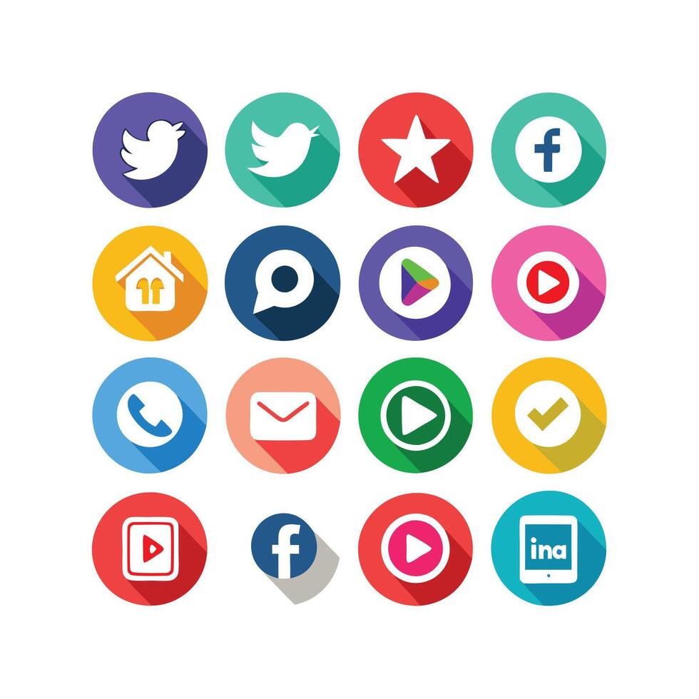 Social Media Icon Set Collection for websites and mobile applications. vector