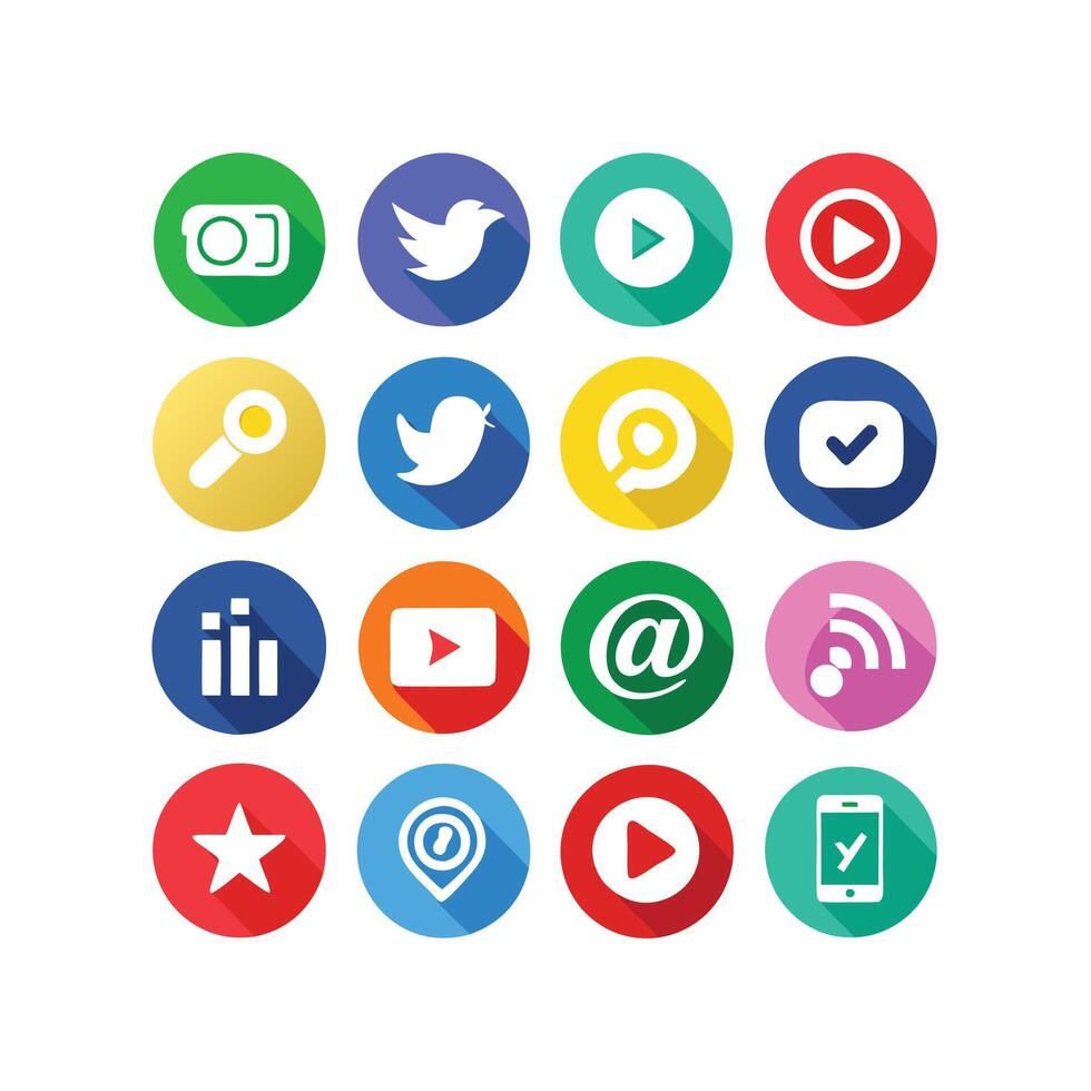 Social Media Icon Set Collection for websites and mobile applications. vector