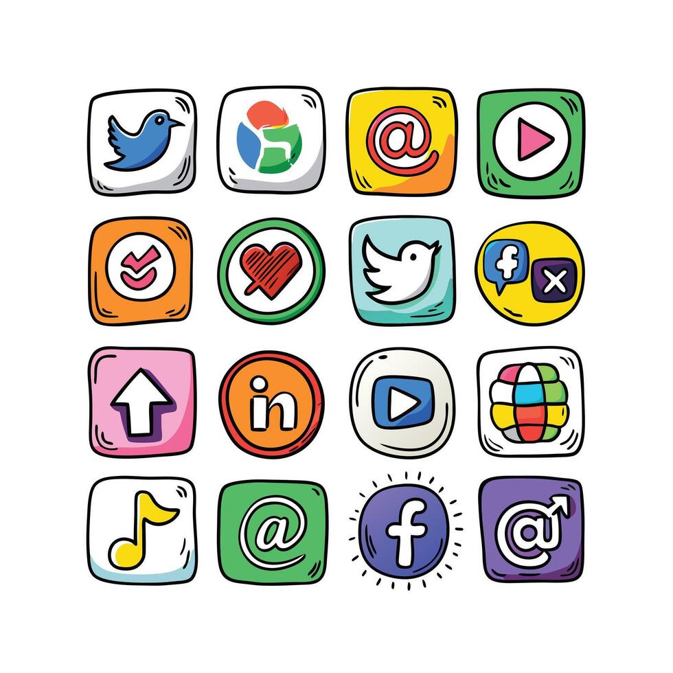 Social Media Icon Set Collection for websites and mobile applications. vector