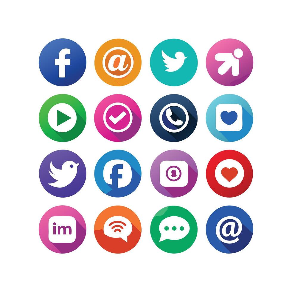 Social Media Icon Set Collection for websites and mobile applications. vector