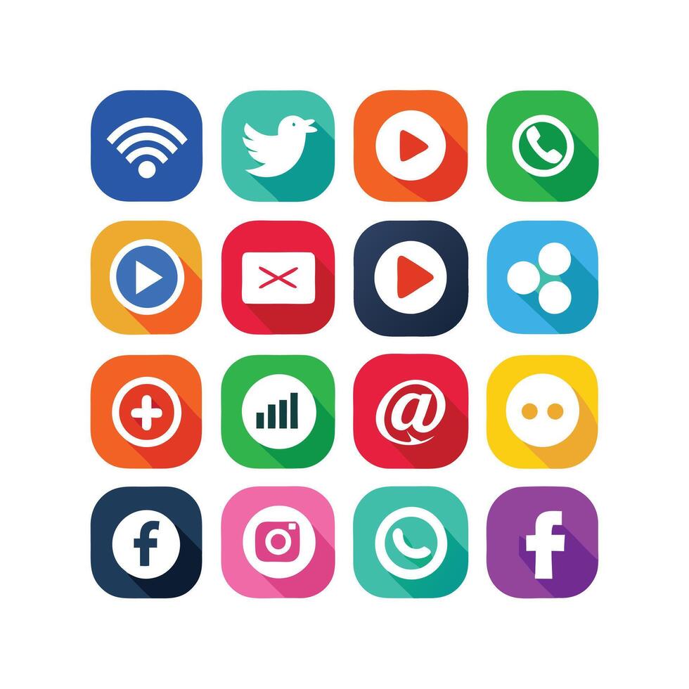 Social Media Icon Set Collection for websites and mobile applications. vector