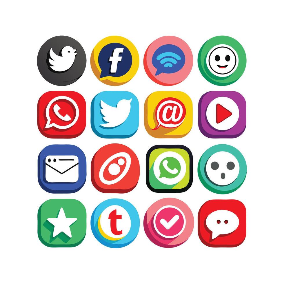 Social Media Icon Set Collection for websites and mobile applications. vector