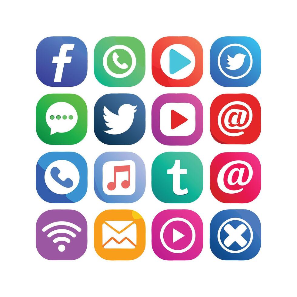 Social Media Icon Set Collection for websites and mobile applications. vector