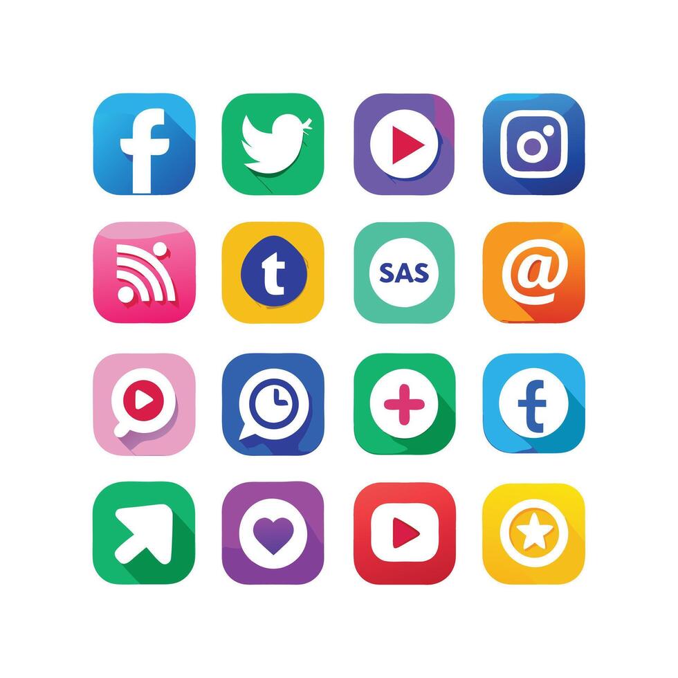 Social Media Icon Set Collection for websites and mobile applications. vector