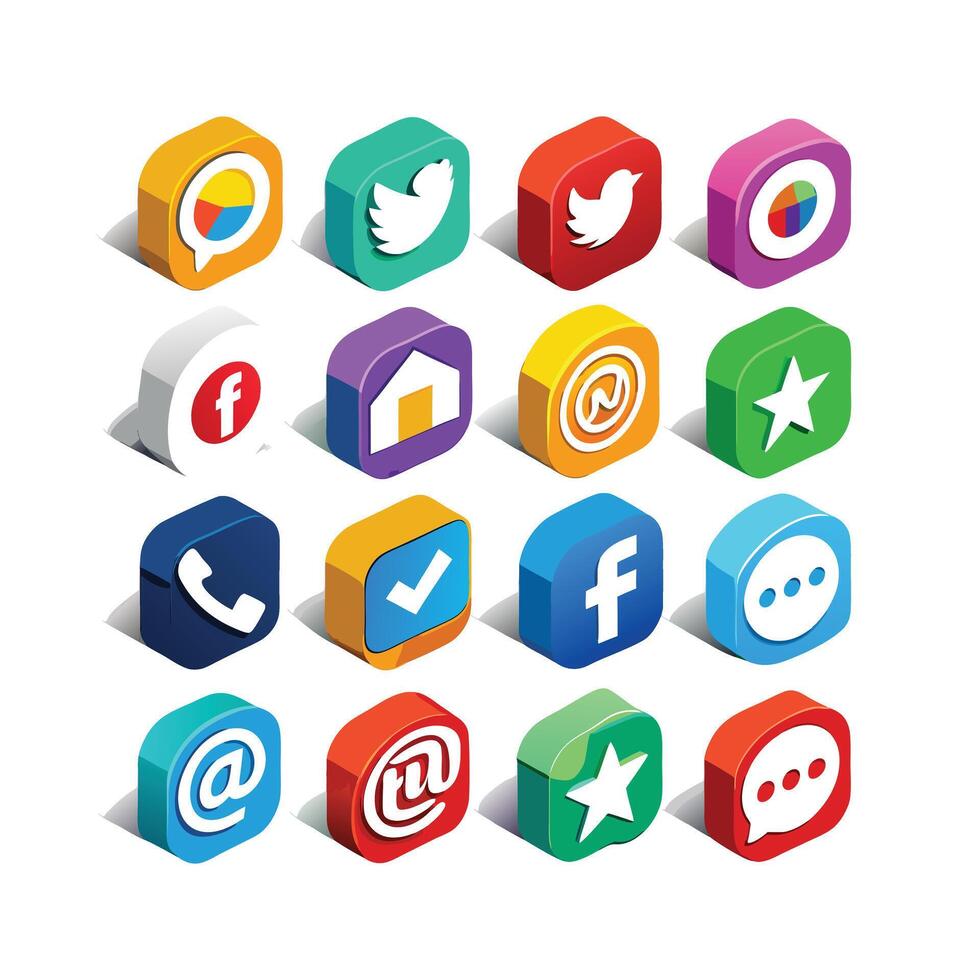 Social Media Icon Set Collection for websites and mobile applications. vector