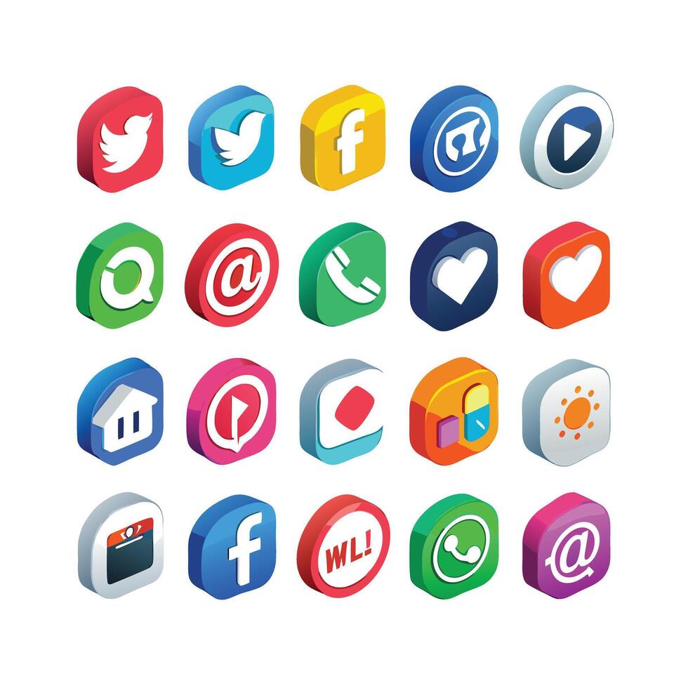 Social Media Icon Set Collection for websites and mobile applications. vector