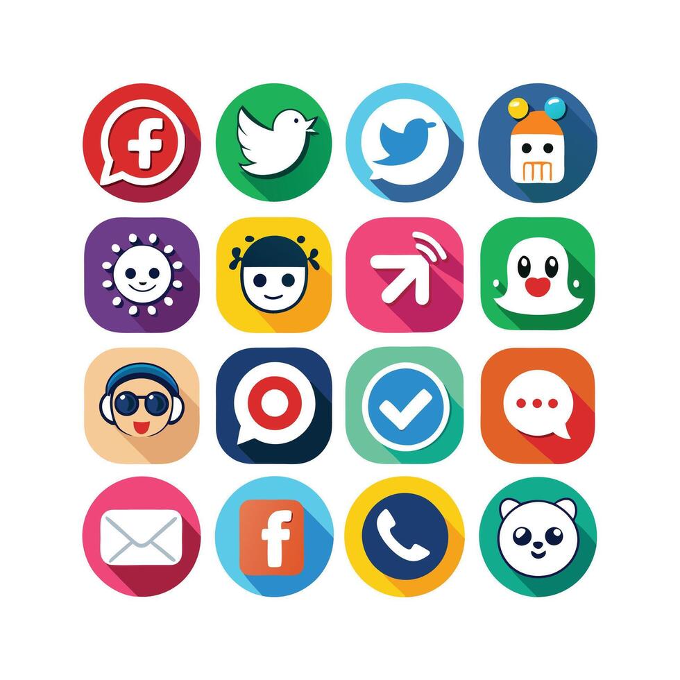 Social Media Icon Set Collection for websites and mobile applications. vector