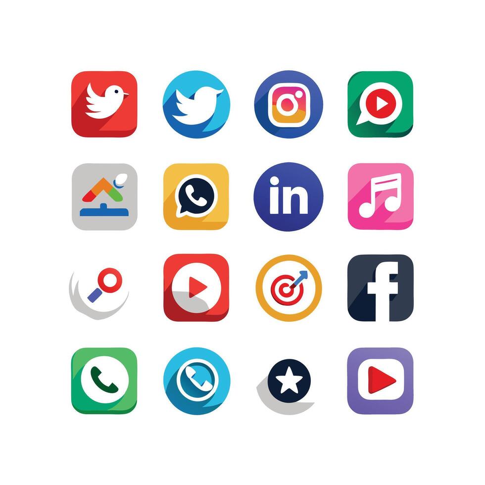 Social Media Icon Set Collection for websites and mobile applications. vector