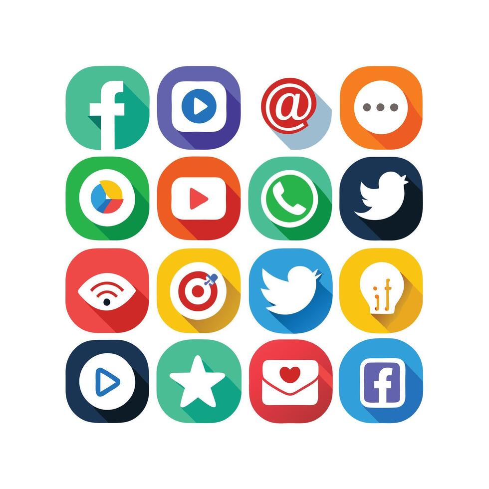 Social Media Icon Set Collection for websites and mobile applications. vector