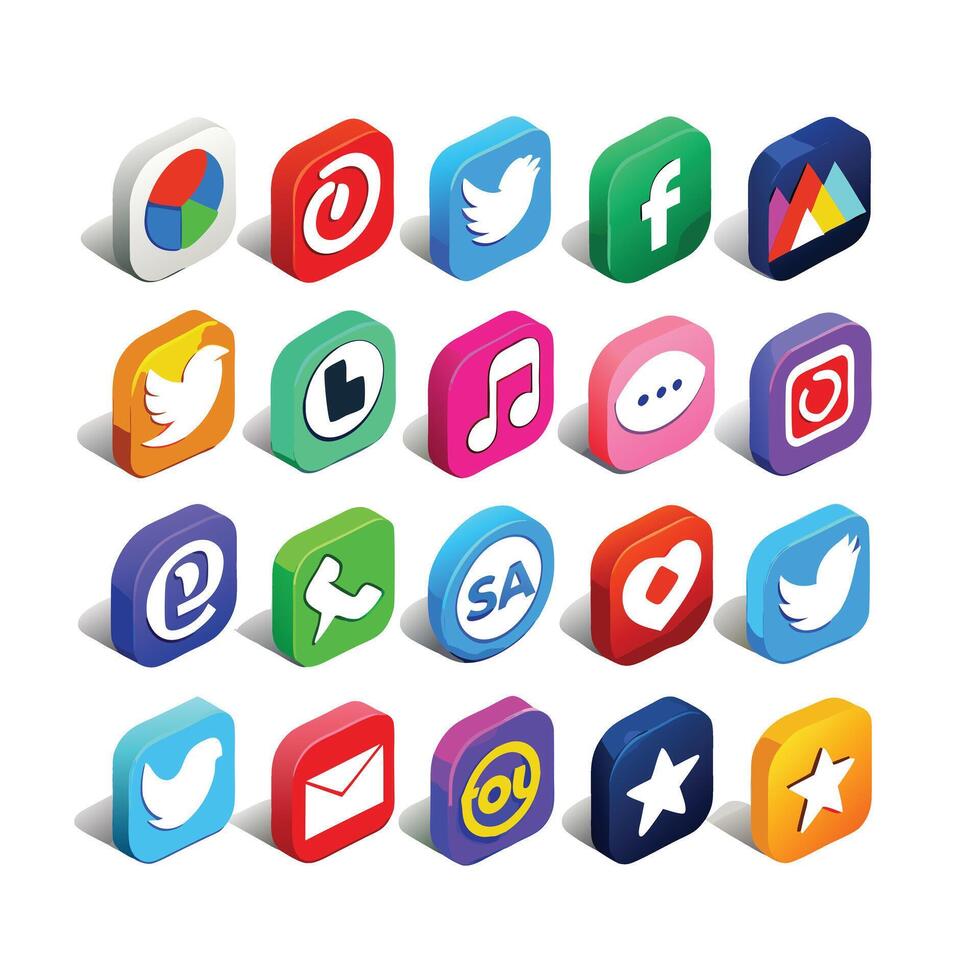 Social Media Icon Set Collection for websites and mobile applications. vector
