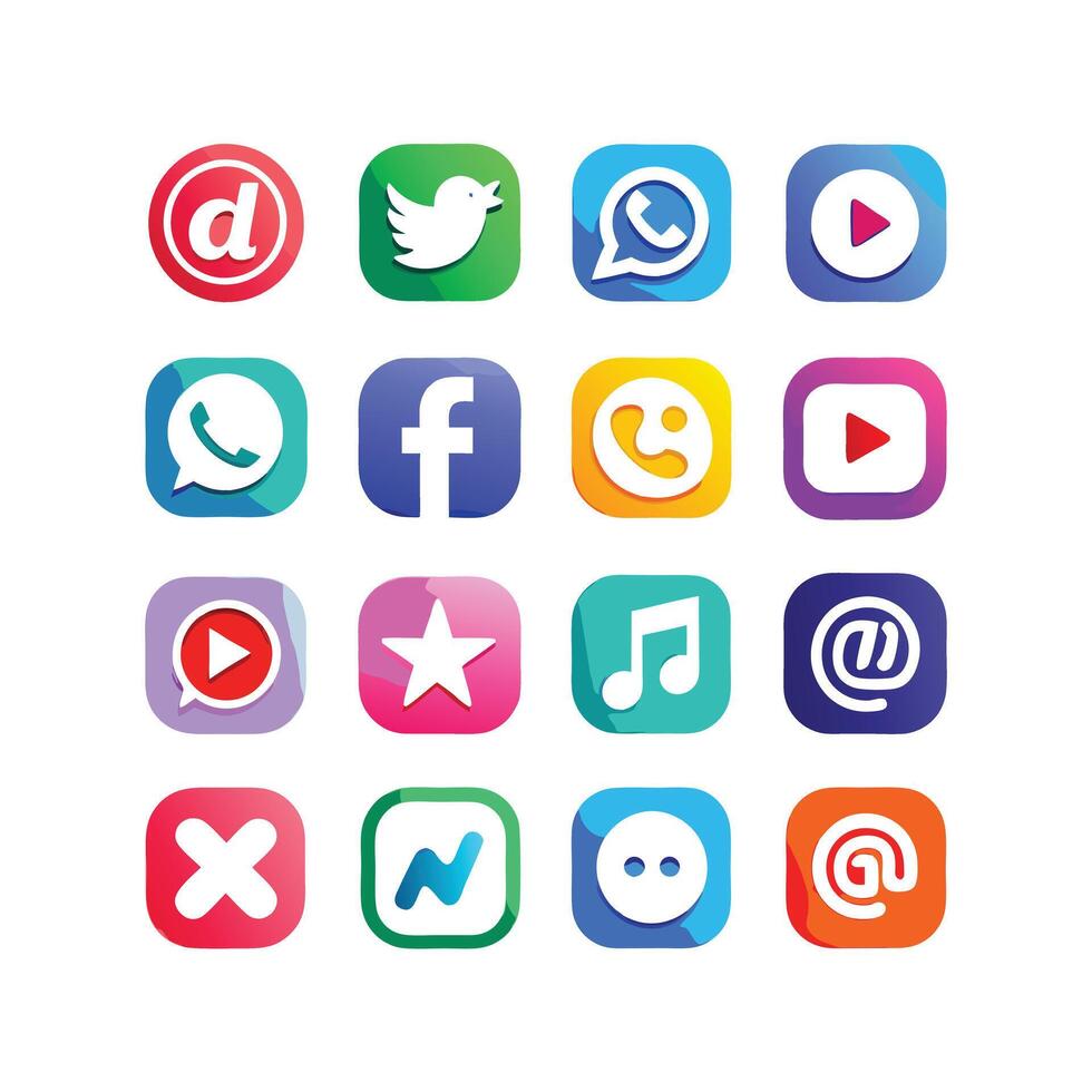 Social Media Icon Set Collection for websites and mobile applications. vector