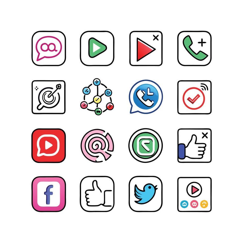 Social Media Icon Set Collection for websites and mobile applications. vector