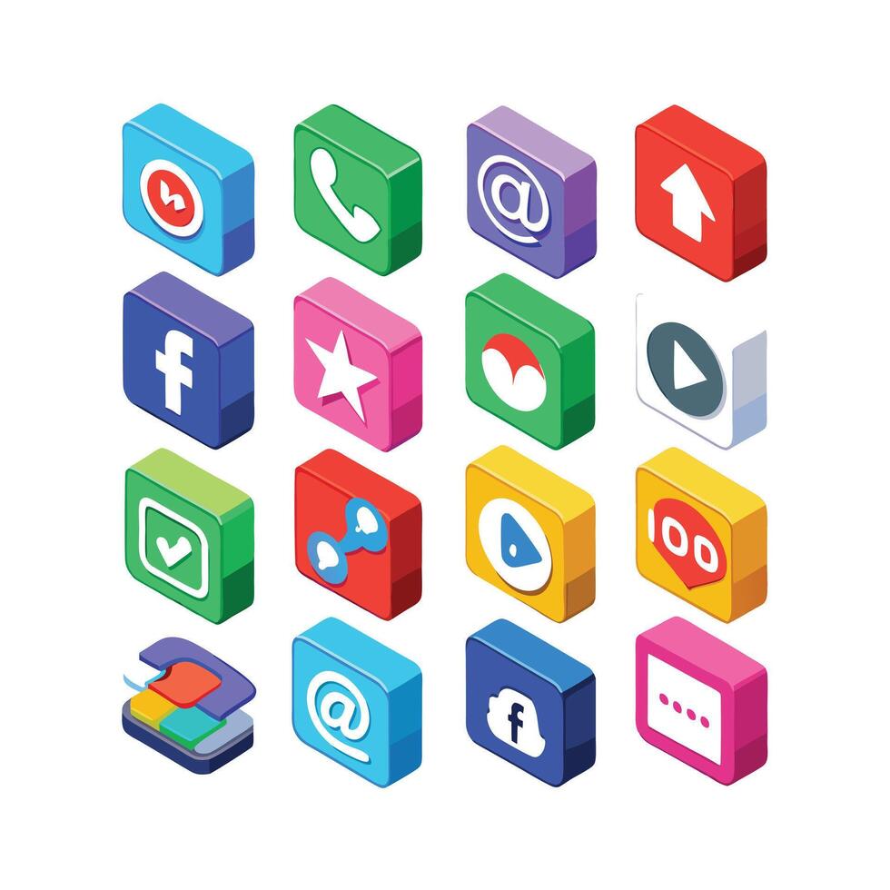 Social Media Icon Set Collection for websites and mobile applications. vector