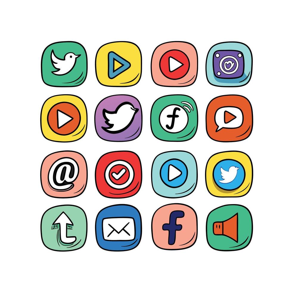 Social Media Icon Set Collection for websites and mobile applications. vector