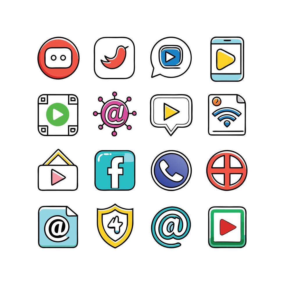 Social Media Icon Set Collection for websites and mobile applications. vector
