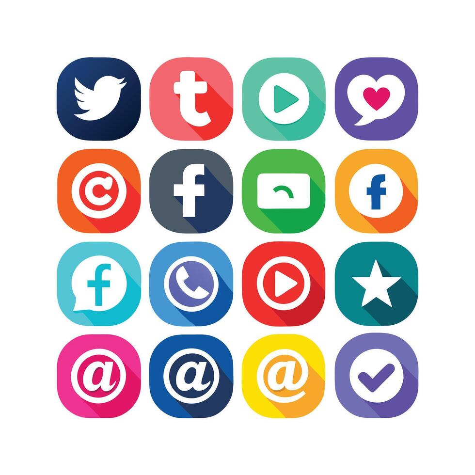 Social Media Icon Set Collection for websites and mobile applications. vector