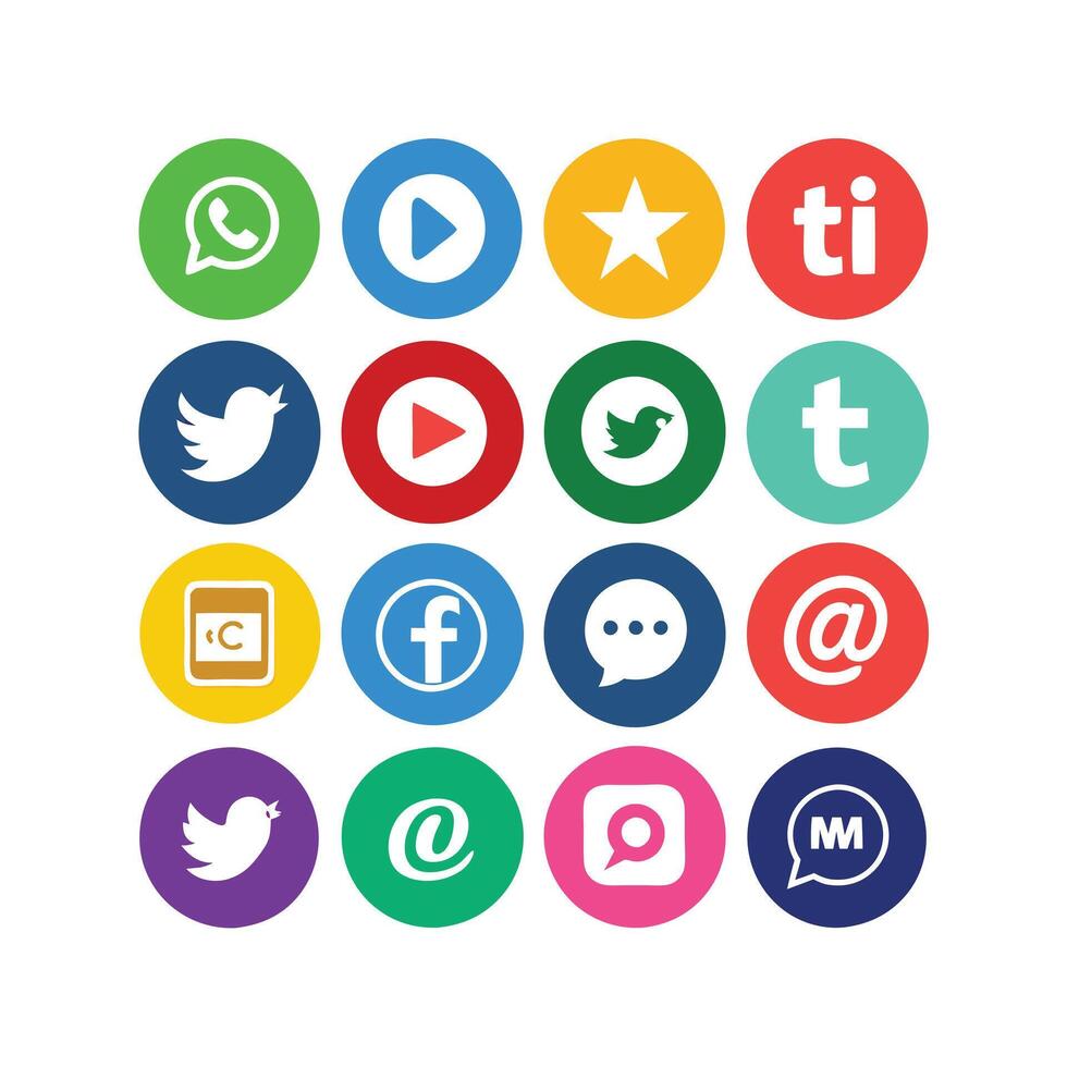 Social Media Icon Set Collection for websites and mobile applications. vector