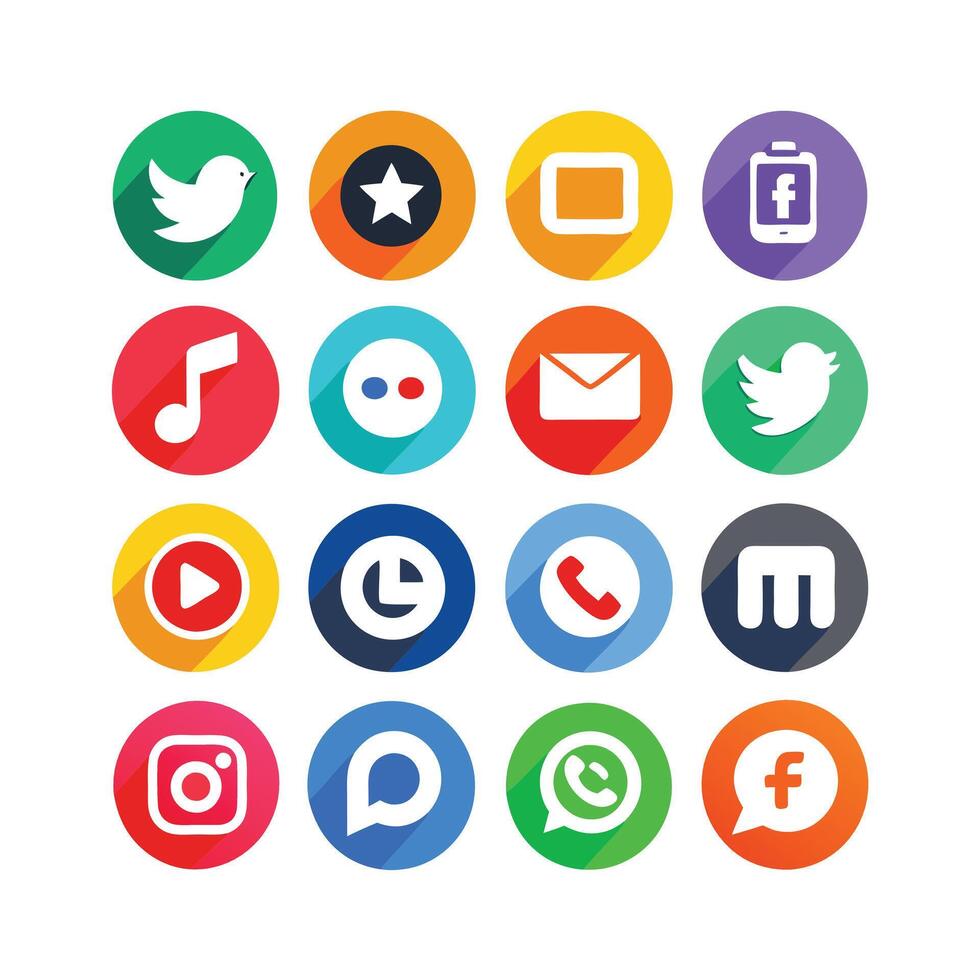 Social Media Icon Set Collection for websites and mobile applications. vector