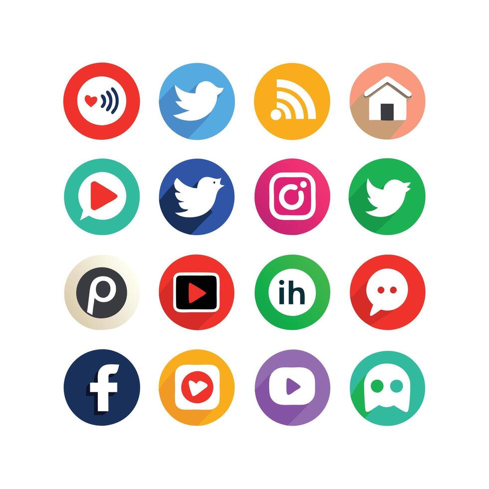 Social Media Icon Set Collection for websites and mobile applications. vector