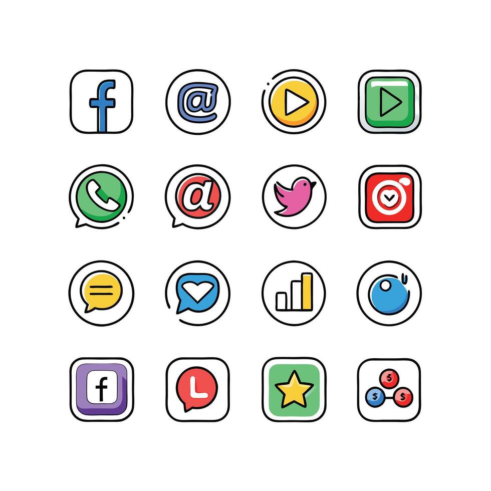 Social Media Icon Set Collection for websites and mobile applications. vector