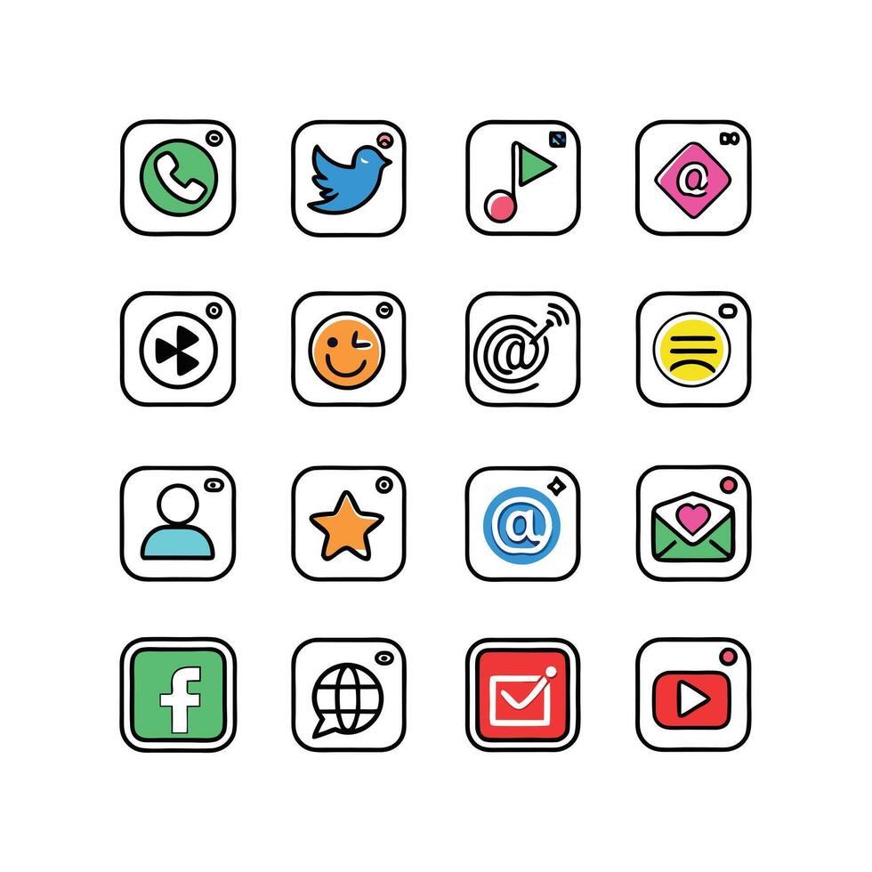 Social Media Icon Set Collection for websites and mobile applications. vector