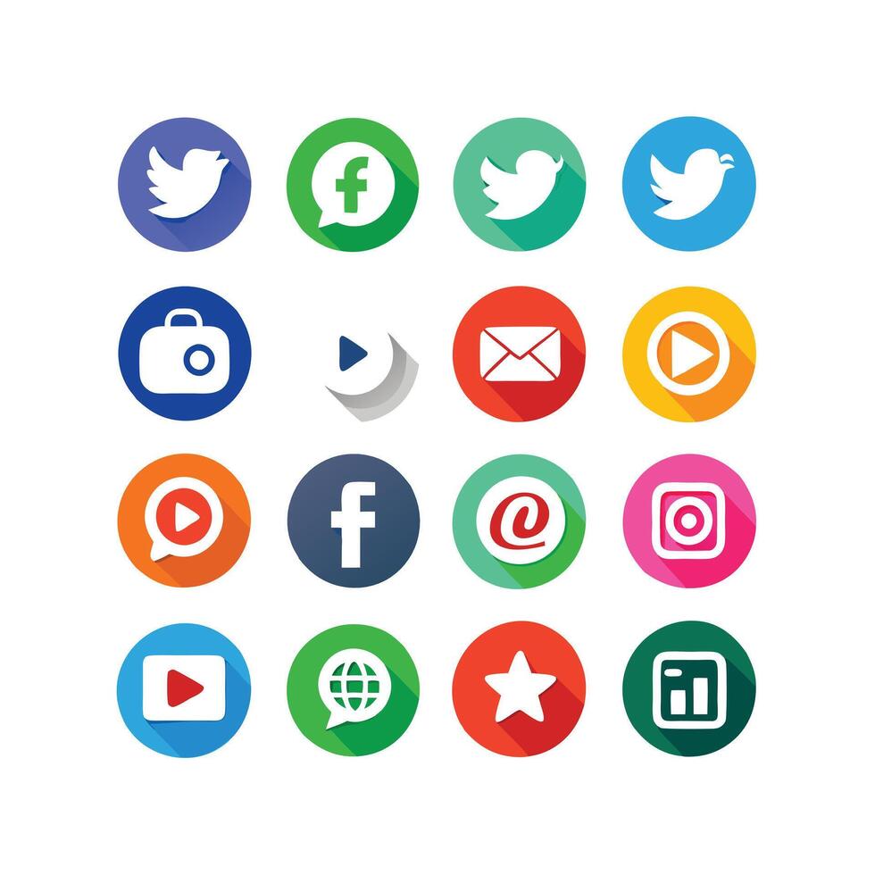 Social Media Icon Set Collection for websites and mobile applications. vector