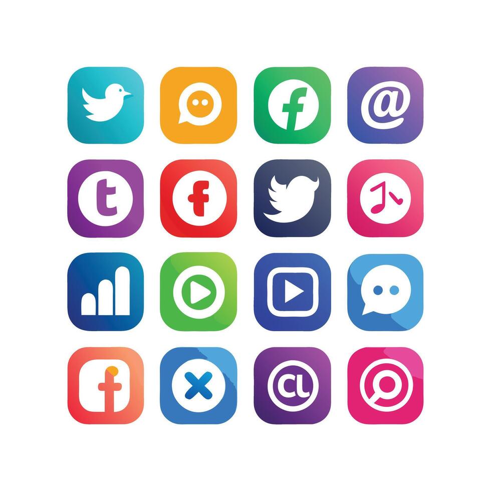 Social Media Icon Set Collection for websites and mobile applications. vector