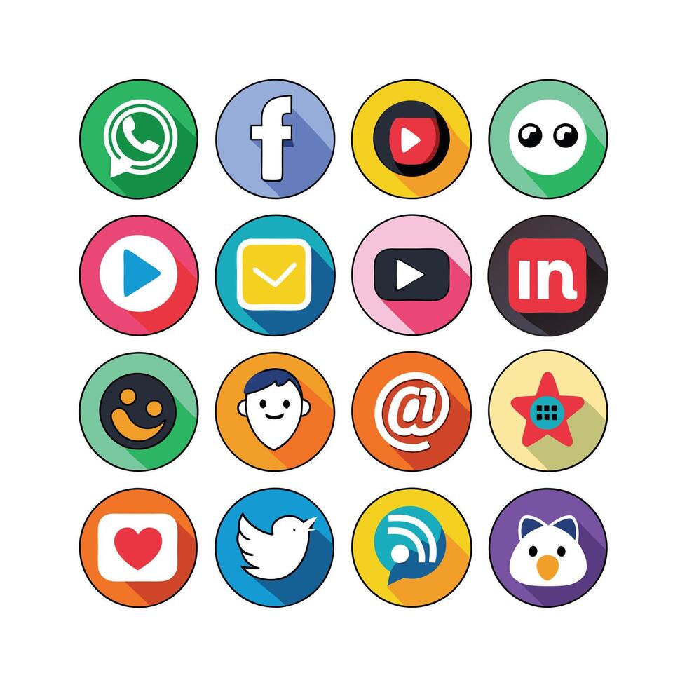 Social Media Icon Set Collection for websites and mobile applications. vector