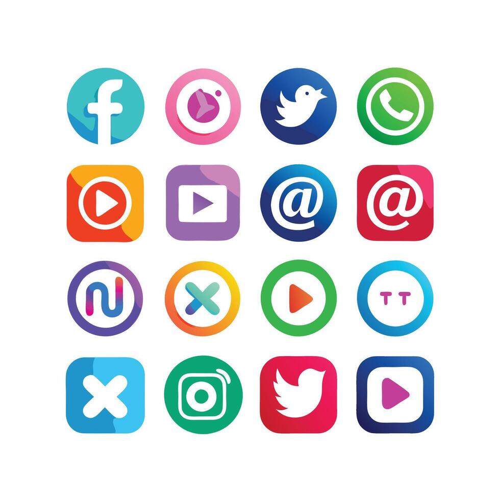 Social Media Icon Set Collection for websites and mobile applications. vector
