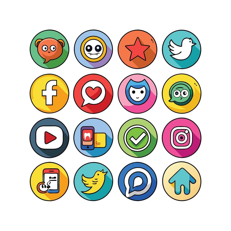 Social Media Icon Set Collection for websites and mobile applications. vector
