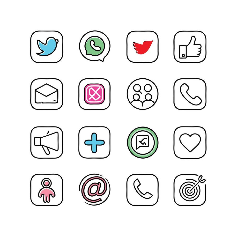 Social Media Icon Set Collection for websites and mobile applications. vector