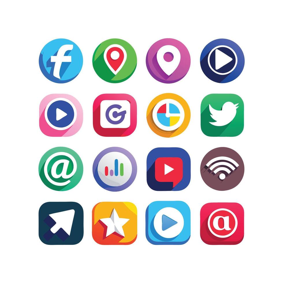 Social Media Icon Set Collection for websites and mobile applications. vector